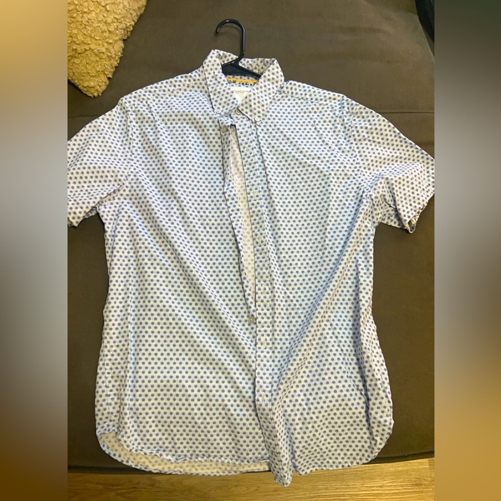 Denim and flower button down shirt